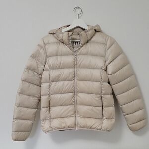 TNA Beige Hooded Puffer Jacket